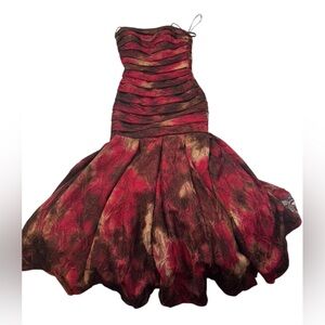 Tony bowls tiered layered glitter lace ruby red mermaid formal gown 10